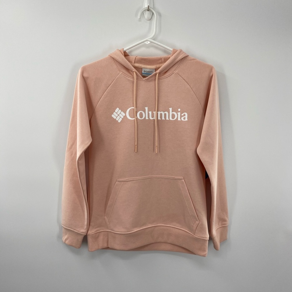 Columbia French Terry Long Sleeve ‘Pink/White’ Hoodie Woman’s Size XSmall